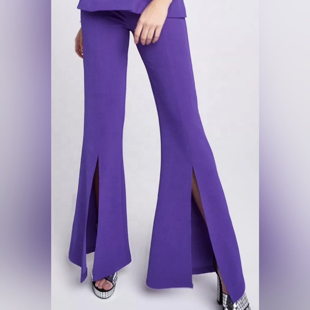 Jaded London Purple Split Front Flared Leg Trousers Size US 10 (UK 14) NWT